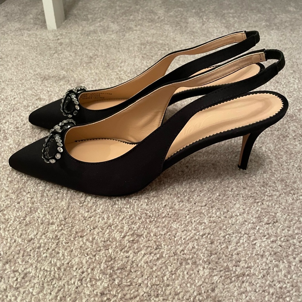 Jcrew Colette crystal bow kitten heels